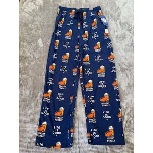 Life is Good Sunday Funday Pajama Pants Mens Blue Football Beer Lounge New 28x29